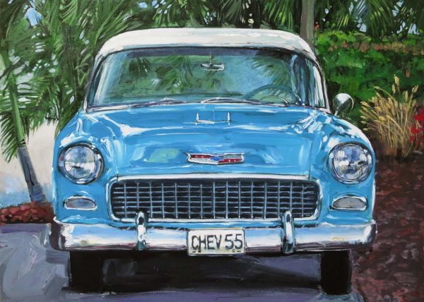 55 Chevy in the Keys 24" x 30" painting by Susan Pepler