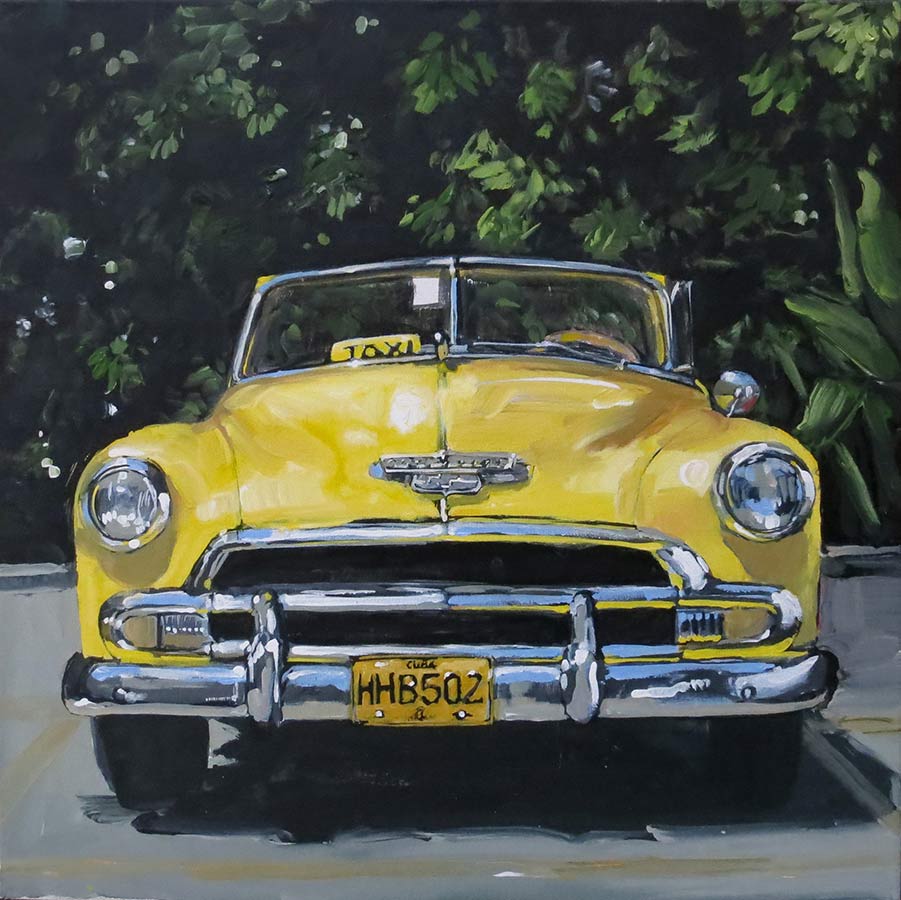Sunny Days Vintage Car 20" x 20" painting by Susan Pepler
