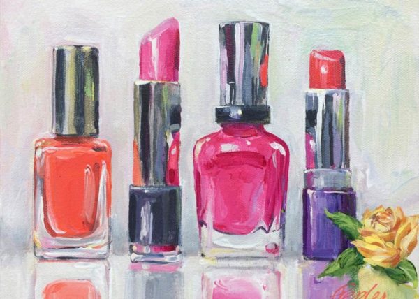 Lipstick & Nail Polish Painting by Susan Pepler