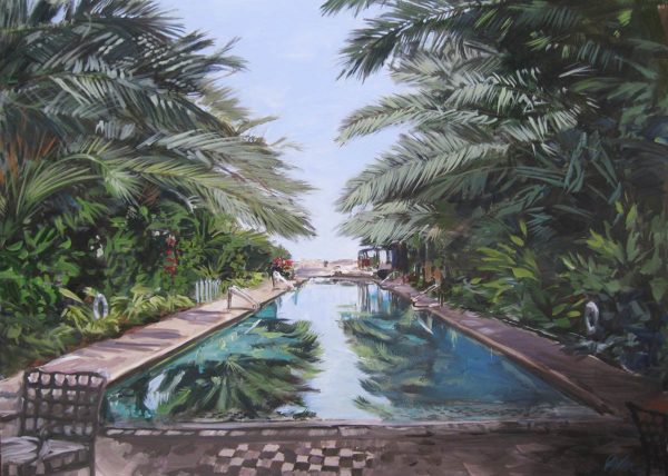 The National Hotel Poolscape Painting by Susan Pepler
