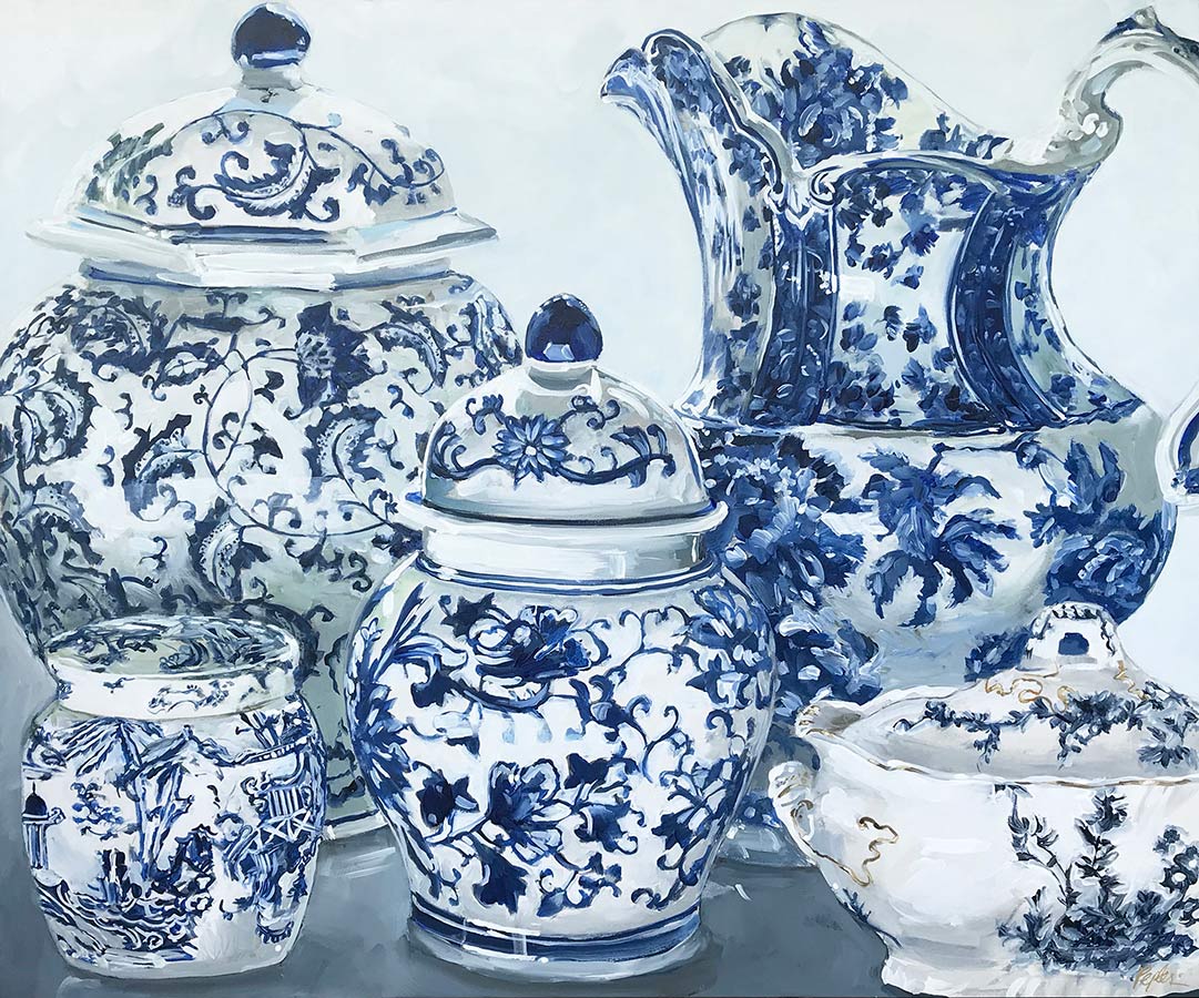 Be Still My Heart (Blue & White Porcelain) Painting by Susan Pepler
