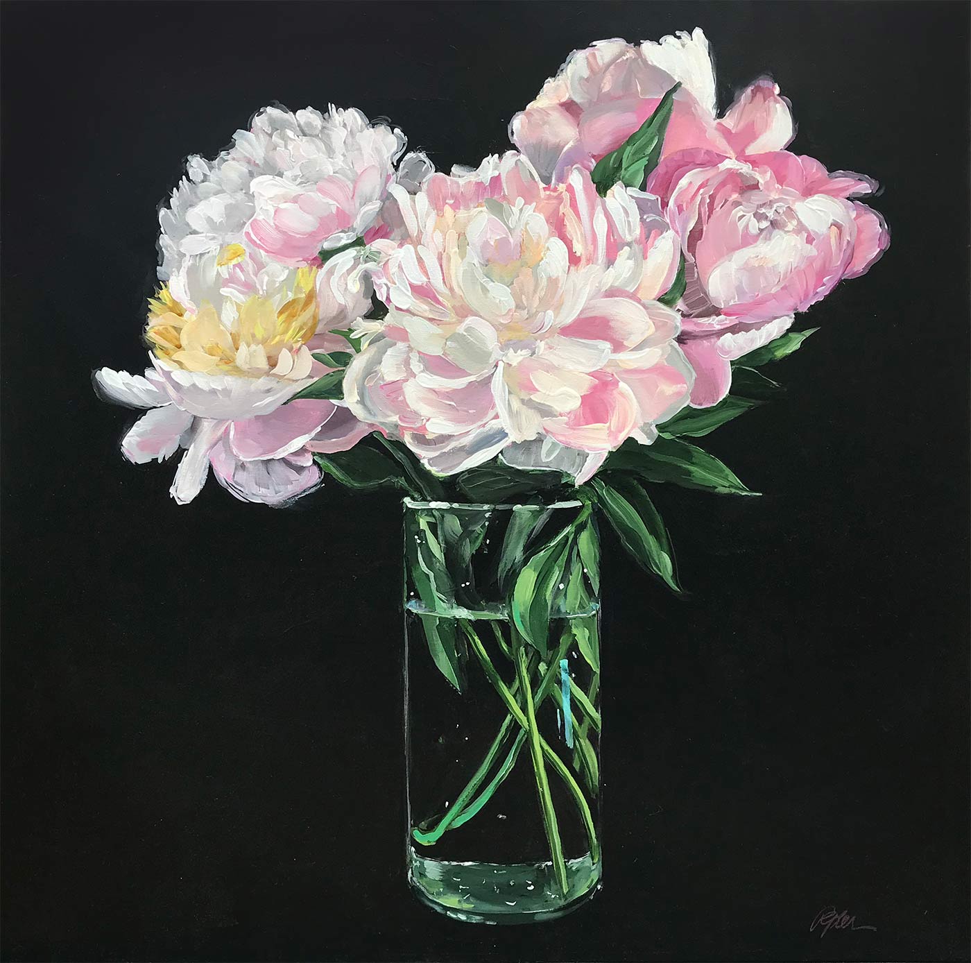 Peony Blossoms in a Glass Vase