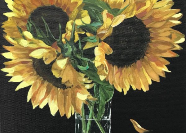 Sunflowers in Glass 8x8 Canvas Print
